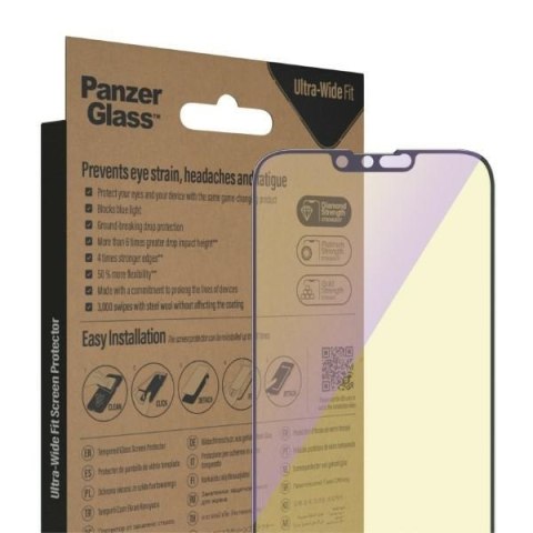 PanzerGlass Ultra-Wide Fit iPhone 14Plus / 13 Pro Max 6,7" Screen Protection Antibacterial Easy Aligner Included Anti-blue light