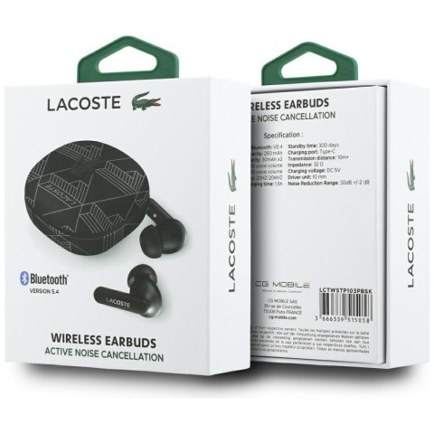 Słuchawki TWS Lacoste Monogram The Blend Bluetooth ENC ANC czarny