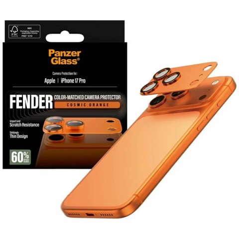 Szkło hartowane na obiektyw PanzerGlass Fender Camera Protector do iPhone 17 Pro pomarańczowy