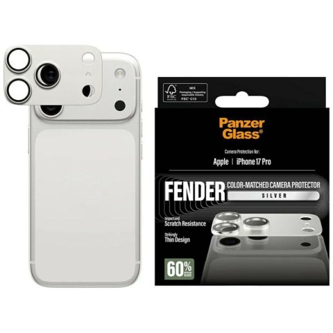 Szkło hartowane na obiektyw PanzerGlass Fender Camera Protector do iPhone 17 Pro srebrny