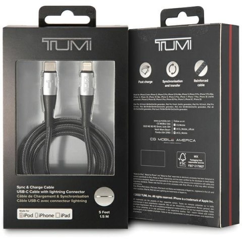 TUMI TUCCSMFI kabel USB-C - Lightning1.5m Fast Charging czarny/black