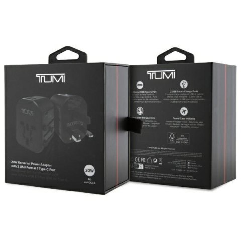 TUMI TUTA20WMSLK Travel Adapter 20W USB-C / 2xUSB-A czarny/black