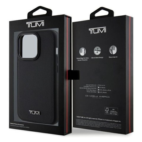 Tumi TUHMP15LRBAK iPhone 15 Pro 6.1"czarny/black hardcase Leather Balistic Pattern MagSafe
