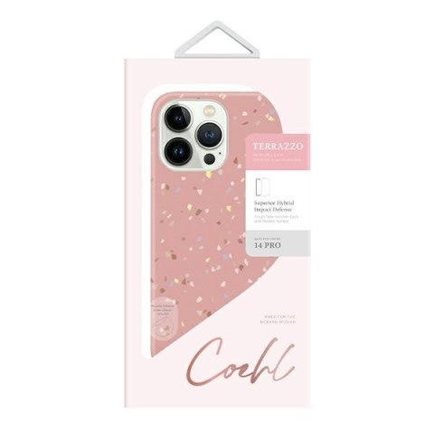 UNIQ etui Coehl Terrazzo iPhone 14 Pro6,1" różowy/coral pink