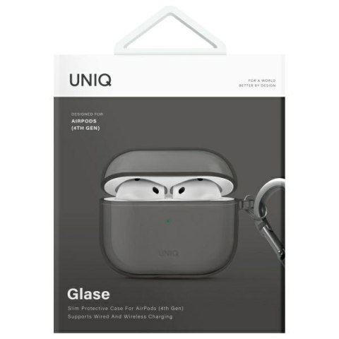 UNIQ etui Glase AirPods 4 dymny/glossy smoke