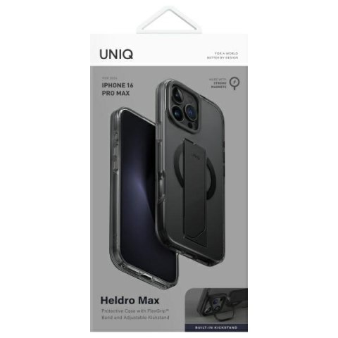 UNIQ etui Heldro Max iPhone 16 Pro Max 6.9" Magclick Charging czarny/vapour smoke