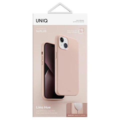 UNIQ etui Lino Hue iPhone 14 Plus / 15Plus 6.7" Magclick Charging różowy/blush pink