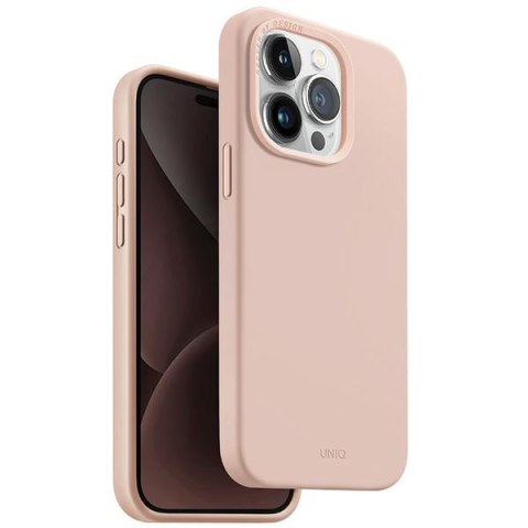 UNIQ etui Lino Hue iPhone 15 Pro 6.1"Magclick Charging różowy/blush pink