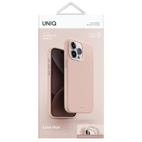 UNIQ etui Lino Hue iPhone 15 Pro Max6.7" Magclick Charging różowy/blush pink