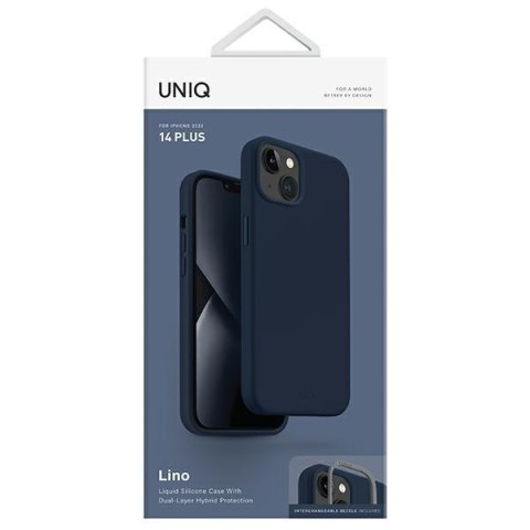 UNIQ etui Lino iPhone 14 Plus / 15 Plus6.7" niebieski/marine blue