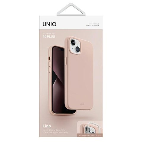 UNIQ etui Lino iPhone 14 Plus / 15 Plus6.7" różowy/blush pink