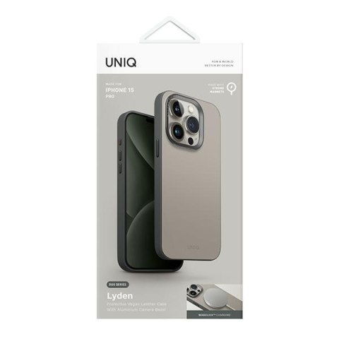 UNIQ etui Lyden DS iPhone 15 Pro 6.1"Magclick Charging beżowo-zielony/ivory-lichen green