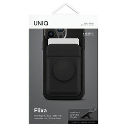 UNIQ Flixa magnetyczny portfel na kartyz podpórką czarny/jet black MagSafe