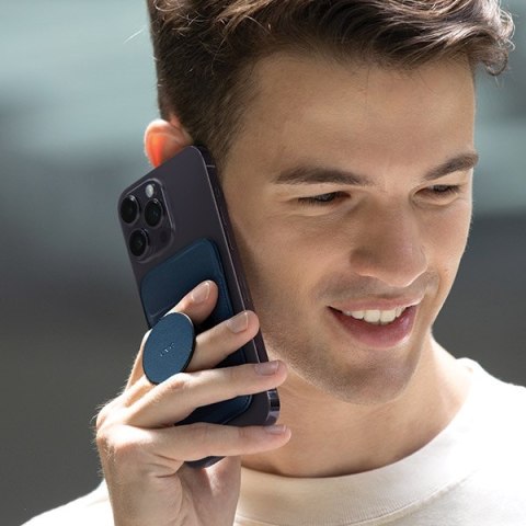 UNIQ Flixa magnetyczny portfel na kartyz podpórką granatowy/navy blue