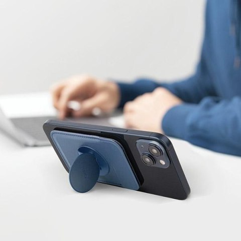 UNIQ Flixa magnetyczny portfel na kartyz podpórką granatowy/navy blue