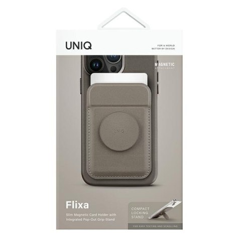 UNIQ Flixa magnetyczny portfel na kartyz podpórką szary/flint grey MagSafe