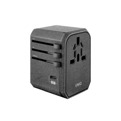 UNIQ Ład. siec. Voyage World Adapter 33W+ 2xUSB + PD 18W + QC 3.0 szary/charcoal grey (LITHOS Collective)