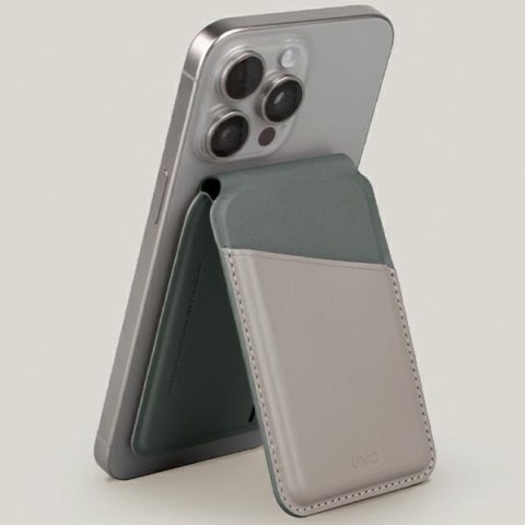 UNIQ Lyden DS magnetyczny portfel RFIDi stojak na telefon beżowo-zielony/ivory-lichen green