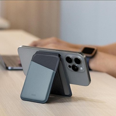 UNIQ Lyden DS magnetyczny portfel RFIDi stojak na telefon szaro-czarny/charcoal grey-black