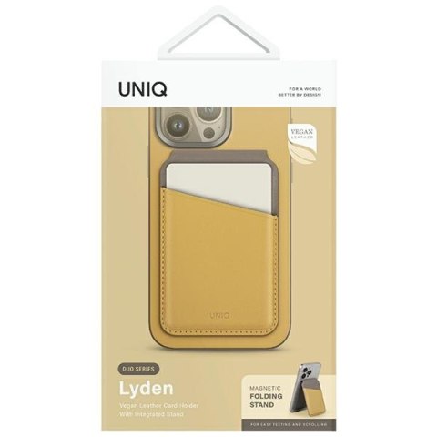 UNIQ Lyden DS magnetyczny portfel RFIDi stojak na telefon żółto-szary/canary yellow-flint grey