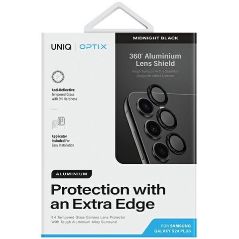 UNIQ Optix Aluminium Camera LensProtector Sam S24+ S926 midnight black szkło na obiektyw aparatu z aplikatorem