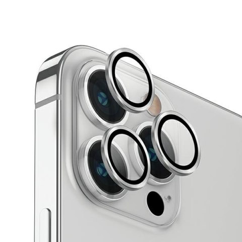 UNIQ Optix Aluminium Camera LensProtector iPhone 14 Pro 6.1" / 14 Pro Max 6.7" sterling silver szkło na obiektyw aparatu z aplik
