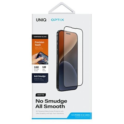 UNIQ Optix Matte iPhone 15 6.1" / 14 Pro6.1" matowe szkło hartowane z aplikatorem