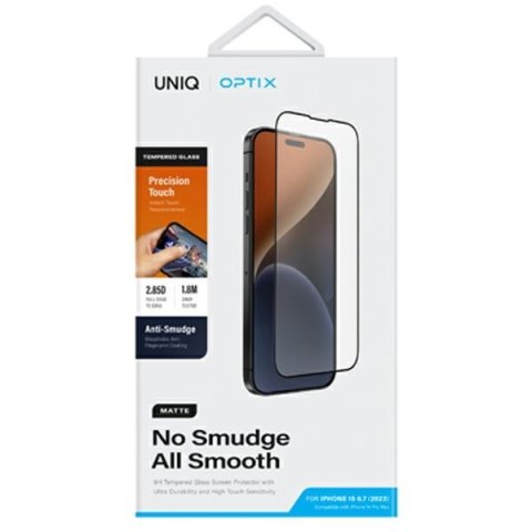 UNIQ Optix Matte iPhone 15 Plus 6.7" /14 Pro Max 6.7" matowe szkło hartowane z aplikatorem