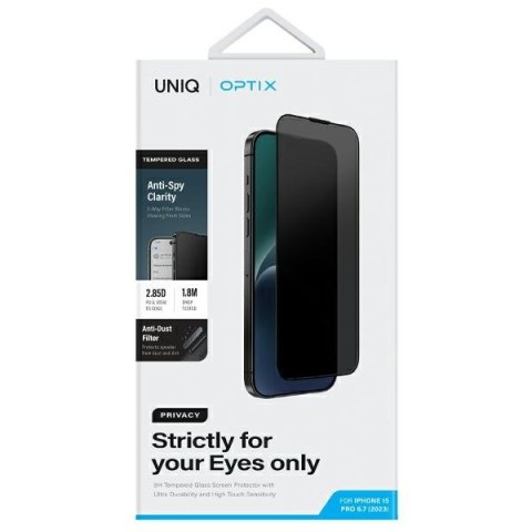UNIQ Optix Privacy iPhone 15 Pro Max6.7" prywatyzujące szkło hartowane z aplikatorem