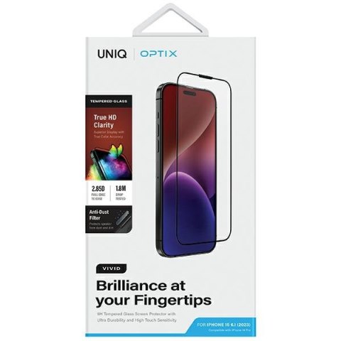 UNIQ Optix Vivid iPhone 15 6.1" / 14 Pro6.1" clear szkło hartowane z aplikatorem