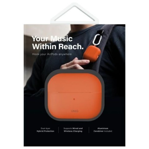 UNIQ etui Nexo AirPods 4 + Ear Hooks Silicone pomarańczowy/volt orange