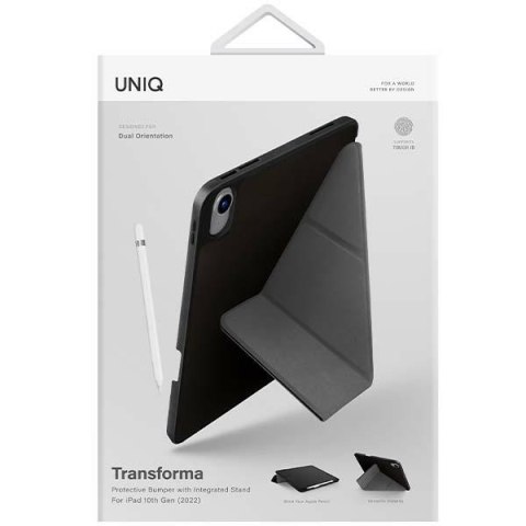 UNIQ etui Transforma iPad 10.9" 10 gen. (2022) / iPad 11" A16 (2025) Antimicrobial czarny/ebony black
