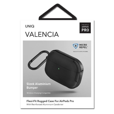 UNIQ etui Valencia AirPods Proczarny/midnight black Antimicrobial