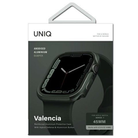 UNIQ etui Valencia Apple Watch Series 4/5/6/7/8/9/SE/SE2/SE3 45/44mm. zielony/green