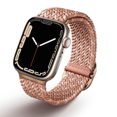 UNIQ pasek Aspen Apple Watch 40/38/41mm Series 1/2/3/4/5/6/7/8/9/SE/SE2/SE3 Braided DE różowy/citrus pink