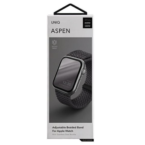 UNIQ pasek Aspen Apple Watch 40/38/41mm Series 1/2/3/4/5/6/7/8/9/SE/SE2/SE3 Braided szary/granite grey
