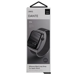 UNIQ pasek Dante Apple Watch Series 1/2/3/4/5/6/7/8/9/SE/SE2/SE3 38/40/41mm Stainless Steel grafitowy/graphite