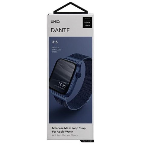 UNIQ pasek Dante Apple Watch Series 1/2/3/4/5/6/7/8/9/SE/SE2/SE3 38/40/41mm Stainless Steel niebieski/cobalt blue