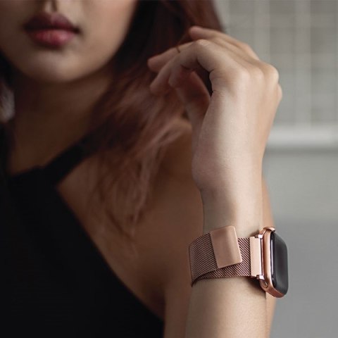 UNIQ pasek Dante Apple Watch Series 1/2/3/4/5/6/7/8/9/SE/SE2/SE3 38/40/41mm Stainless Steel różwo-złoty/rose gold
