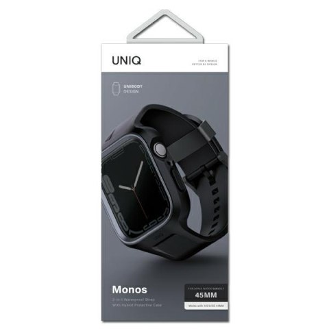 UNIQ pasek Monos 2in1 Apple Watch Strap + Case Series 4/5/6/7/8/9/SE/SE2/SE3 44/45mm. czarny/midnight black