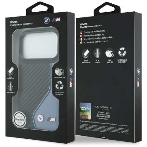 Etui BMW M Carbon Logo MagSafe do iPhone 17 Pro niebieski