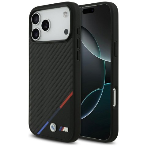 Etui BMW M Carbon Tricolor Line MagSafe do iPhone 17 Pro Max / 18 Pro Max czarny