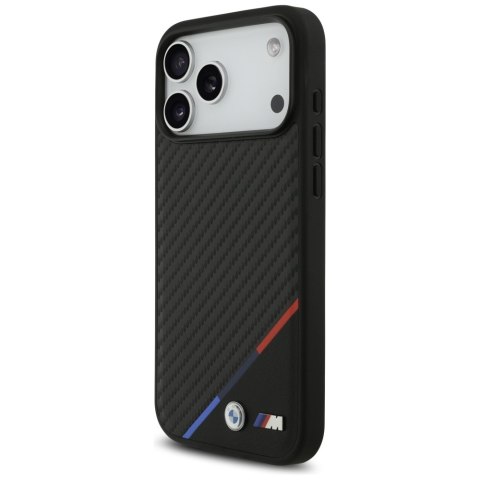 Etui BMW M Carbon Tricolor Line MagSafe do iPhone 17 Pro Max / 18 Pro Max czarny