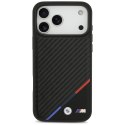 Etui BMW M Carbon Tricolor Line MagSafe do iPhone 17 Pro Max / 18 Pro Max czarny