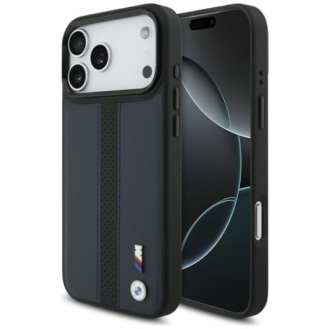 Etui BMW M Perforated Stripe Logo MagSafe do iPhone 17 Pro Max granatowy