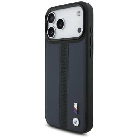 Etui BMW M Perforated Stripe Logo MagSafe do iPhone 17 Pro Max granatowy
