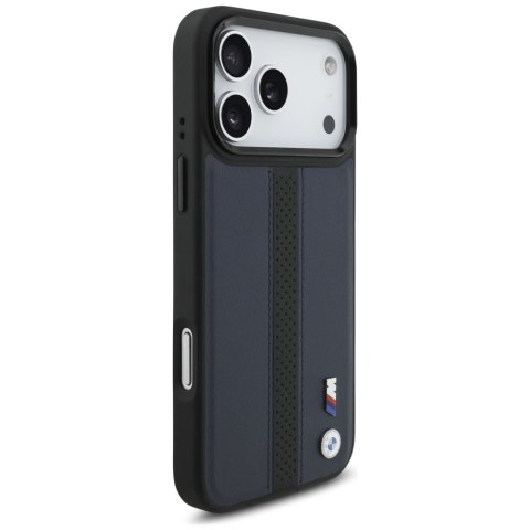 Etui BMW M Perforated Stripe Logo MagSafe do iPhone 17 Pro Max granatowy