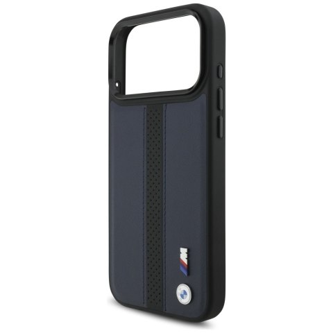 Etui BMW M Perforated Stripe Logo MagSafe do iPhone 17 Pro Max granatowy