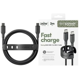 Kabel empower by PanzerGlass Racing 240W USB-C do USB-C 2m czarny