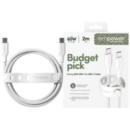 Kabel empower by PanzerGlass Racing 60W USB-C do USB-C 2m srebrno-biały